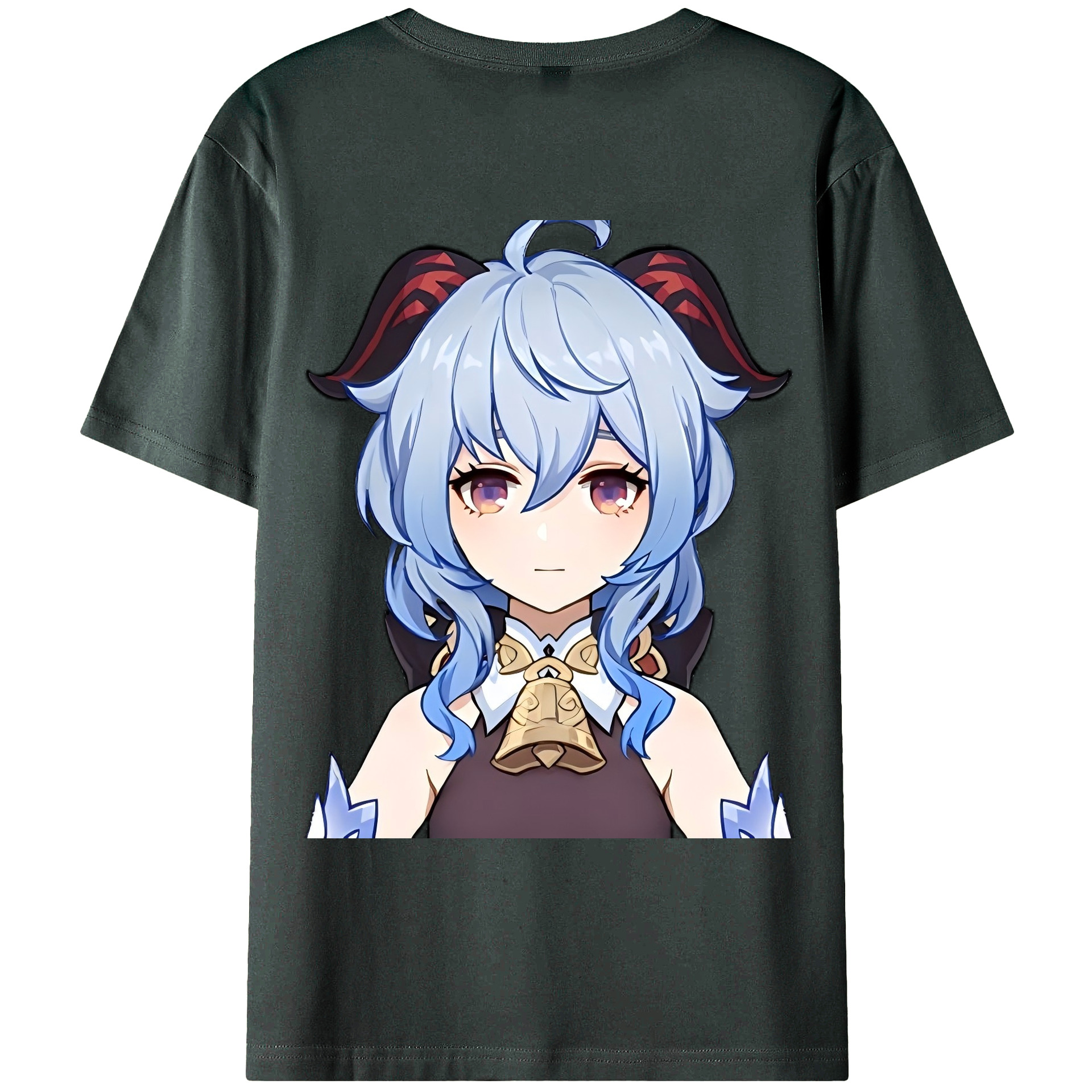 げんし神 甘雨 かんう genshin Ganyu 綿100％ メンズ半袖Tシャツ（バックプリント） 通気性